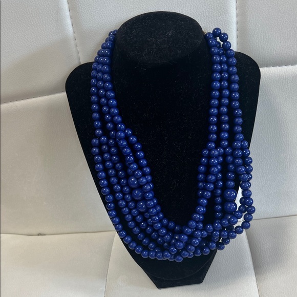 Elegant Blue Multi-Strand Beaded Necklace - Picture 1 of 3